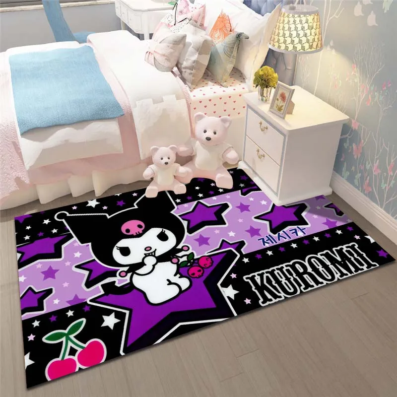 Sanrio Kuromi Printing Carpet for Living Room Bedroom Girls Room Home Decor Pink Room Decor Area Rug Non-slip Mat Sofa Play Mat