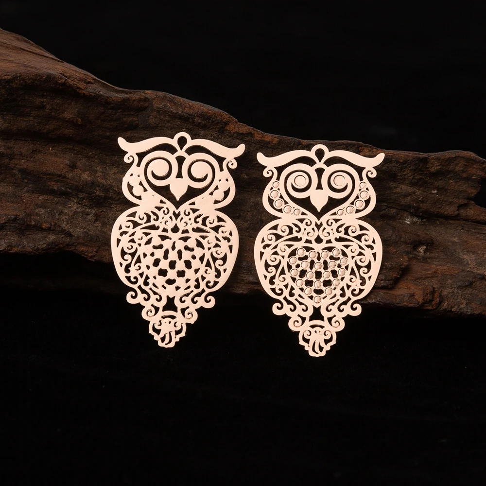 10pcs 23*39mm Owl Filigree Stampling Charms Good Electroplating Owl Brass Pendant for Jewellery Making Accessories B3170