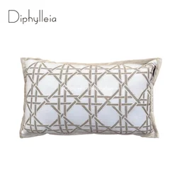 Diphylleia French Retro Rattan Geometry Jacquard Cushion Cover CD Style Beige Oatmeal Color Luxury Pillow Case For Villa Hotel