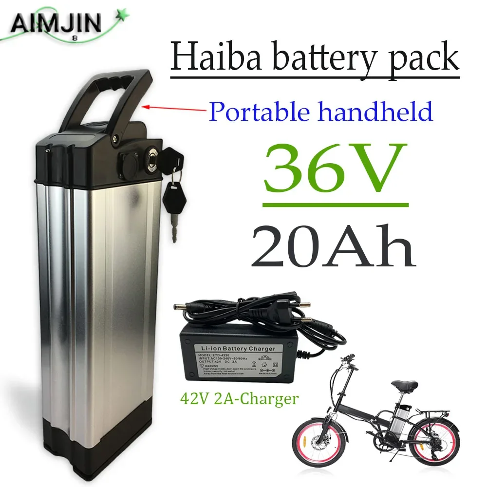 

Electric bicycle battery HaiBa 36V 20Ah Li-ion Battery Pack, 20000mAh High capacity Long lasting battery life+Charger