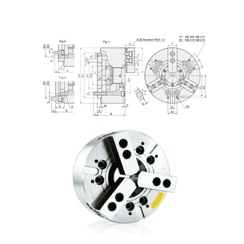 Alloy Steel AutoStrong 2-Jaw 3-Jaw 4-Jaw Through Hole Power Chuck  CNC Lathe Hydraulic Pneumatic Machine Tools Accessories