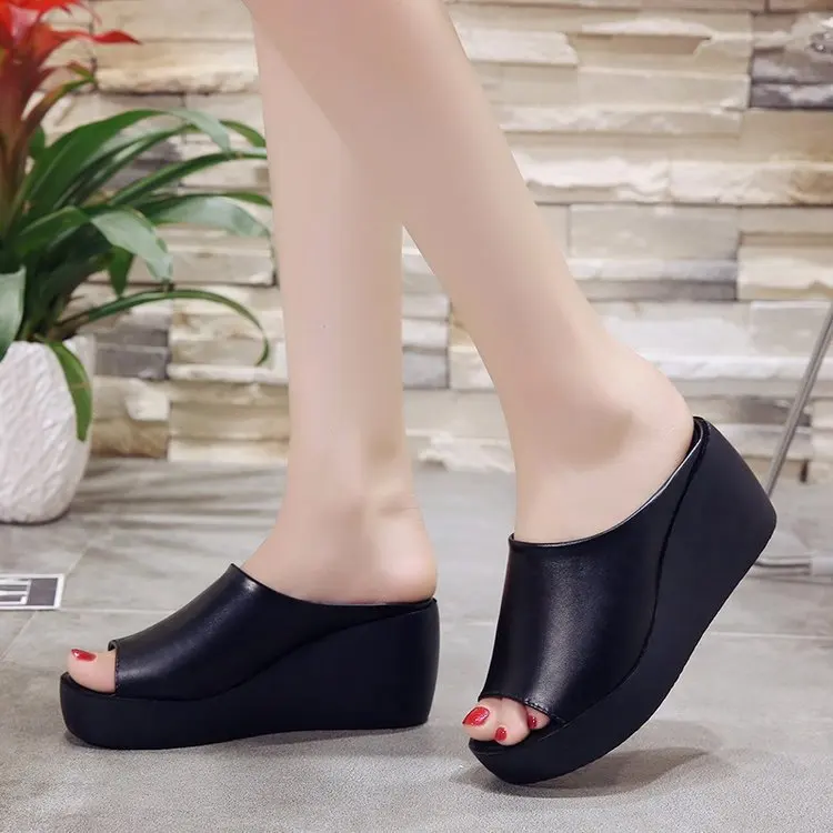 Plus Size 35-42 Slippers Women Summer Ethnic Style Wedge Peep Toe Thick Bottom Women\'s Shoes Slippers Women Zapatos De Mujer