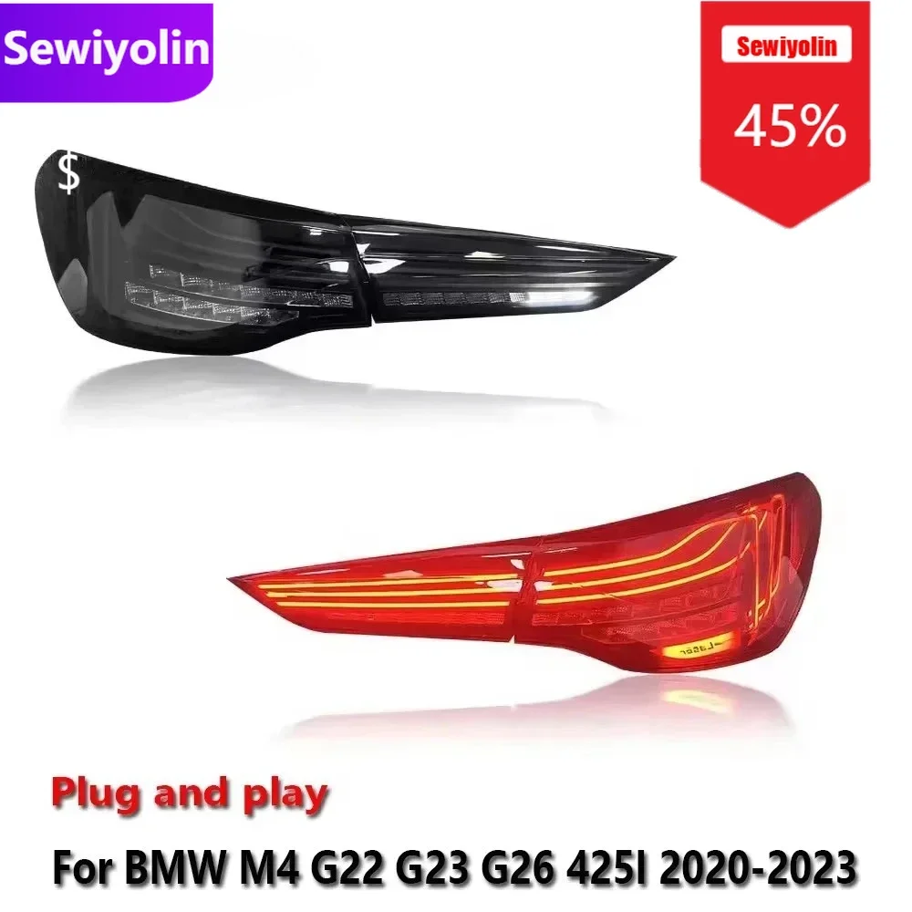 

Автомобильный светодиодный задний фонарь DRL, аксессуары для BMW M4 G22 G23 G26 425I 2020-2023, автоматический задний противотуманный фонарь DRL, тормозной указатель поворота, вилка и