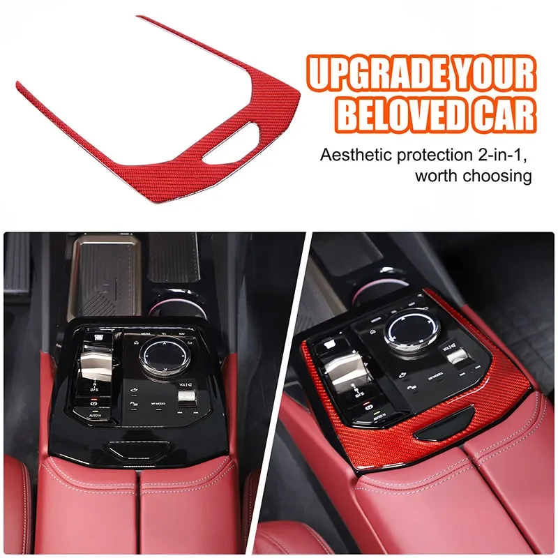 

For BMW 5 Series G60 2024+ Soft Carbon Fiber Car Center Control Gear Panel Frame Sticker Car Interior Accessories