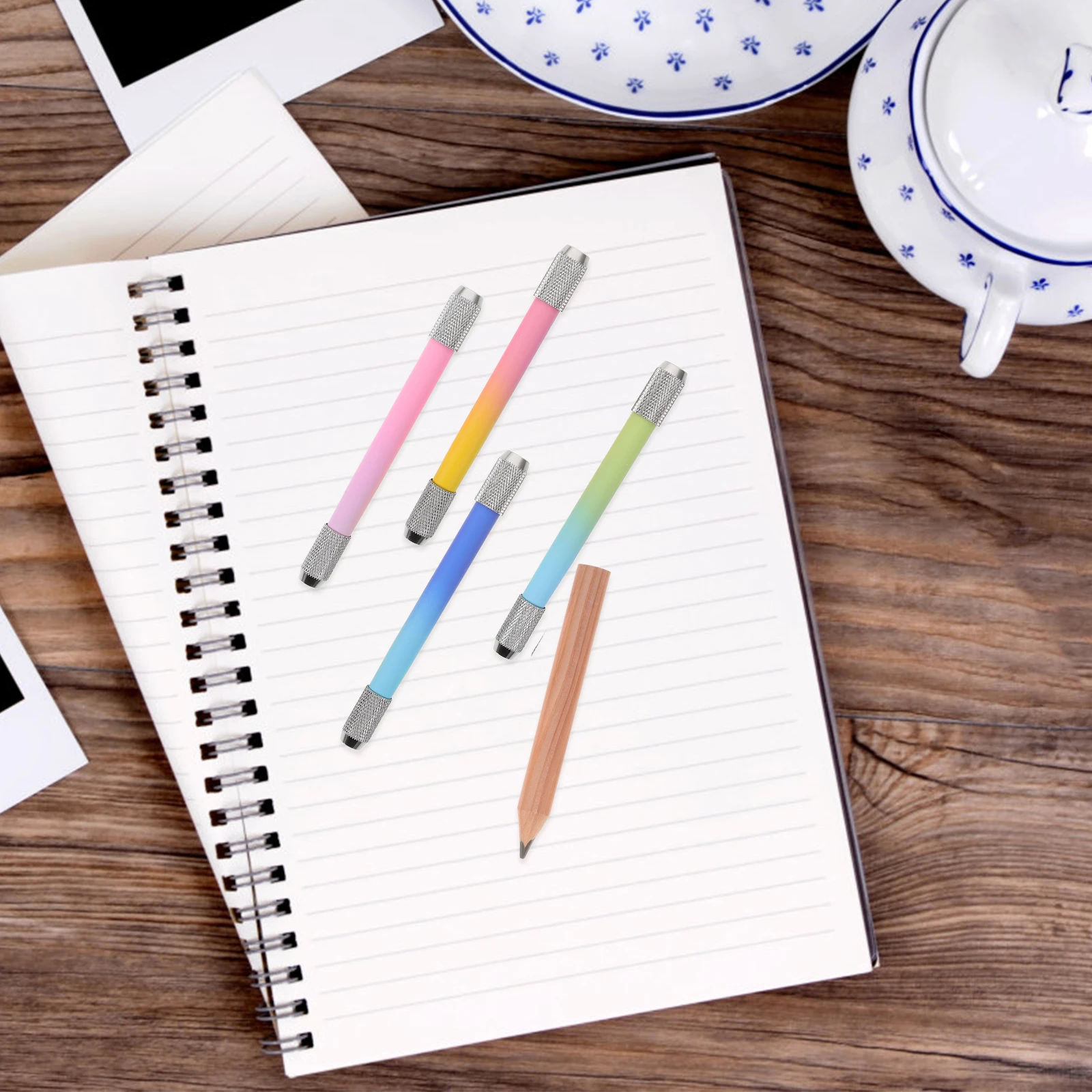 

6 шт. металлические удлинители для карандашей, многоразовые держатели для карандашей для художников, удлинители для рисования, цветные карандаши, ручки для эскизов, офисные товары для рукоделия