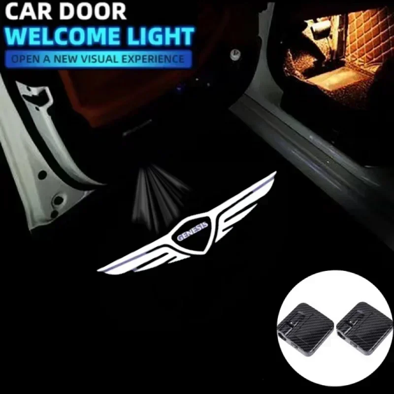 

2pcs HD Led Car Door Welcome Logo Lights For Genesis G80 G70 G90 Gv80 Gv60 Projector Ghost Shadow Lamp Auto Accessories Car Led