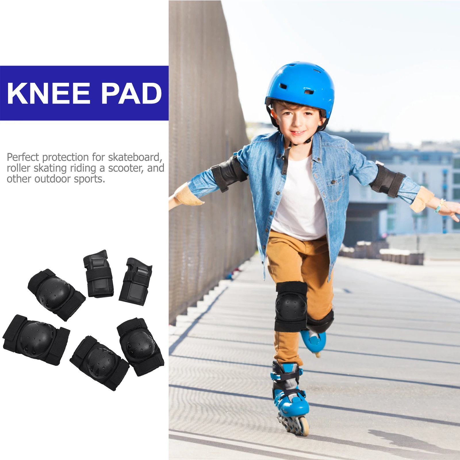 

6Pcs Protective Pads Set Knee Elbow Hand Sports Gear Cycling Skateboard Roller Scooter Riding Joint Stabilization Shock