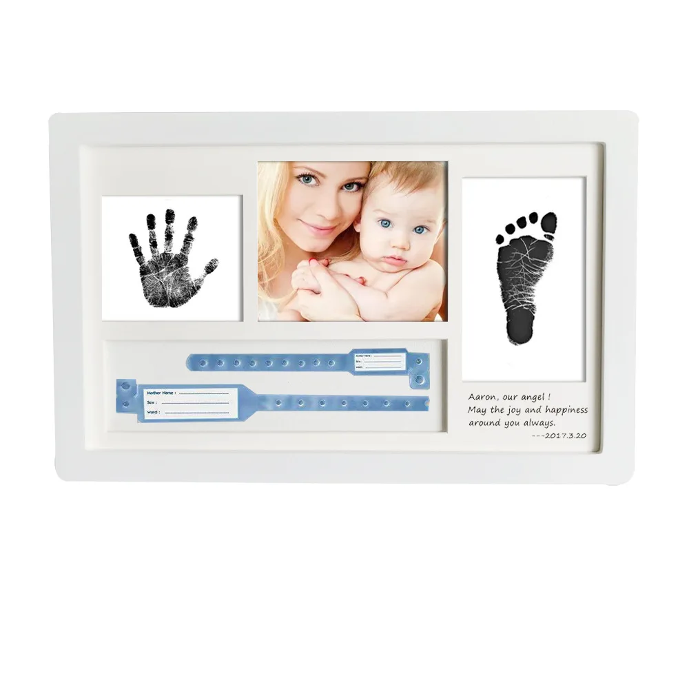 Baby Hand FootPrint Hands Feet Mold Maker Girls Boys Baby Photo Frame With Cover Fingerprint Mud Set Baby Growth Memorial Gifts