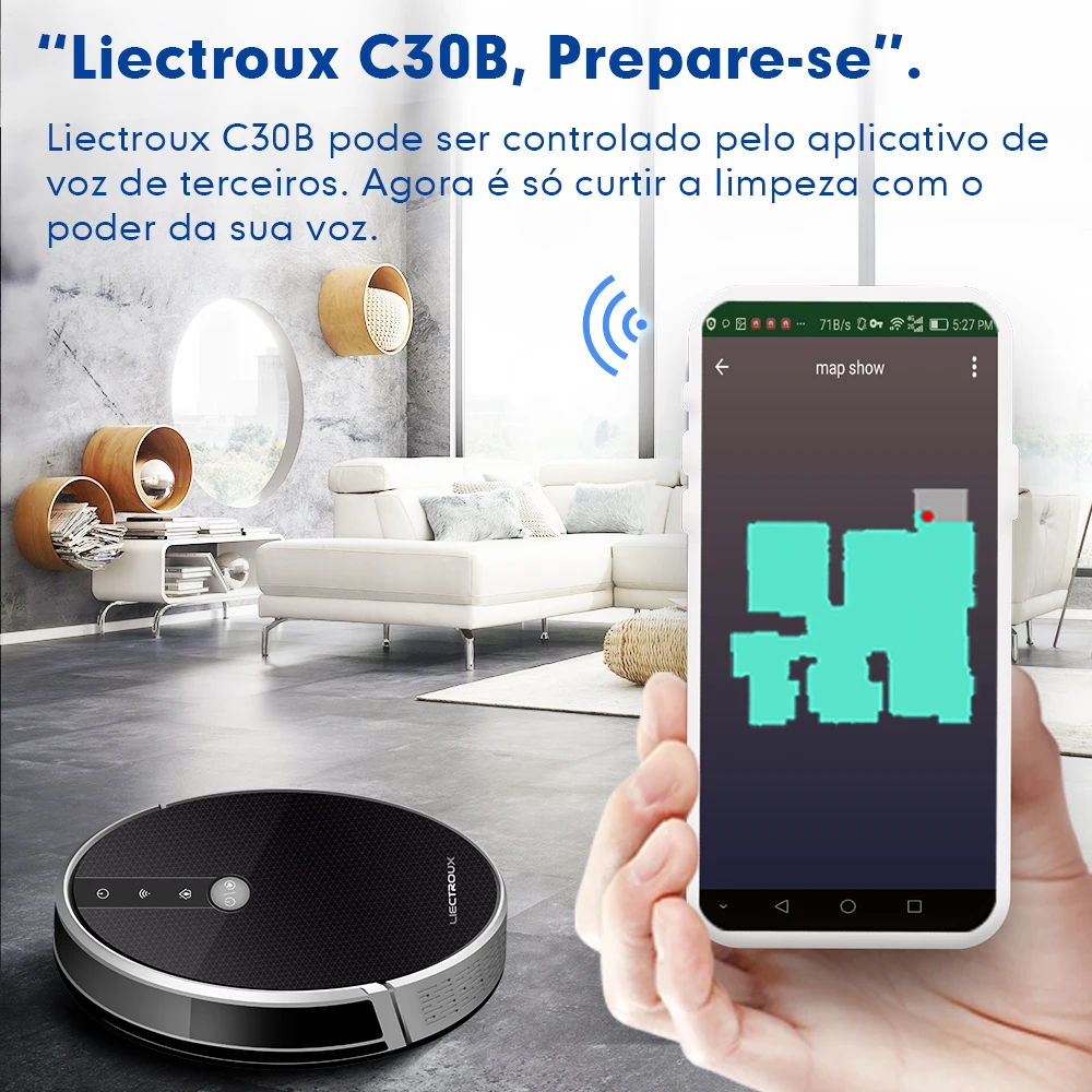 LIECTROUX Robot Vacuum Cleaner C30B, Auto Recharge, Smart APP Remote Contro, Works with Alexa, Ideal for Pets and Larger Home