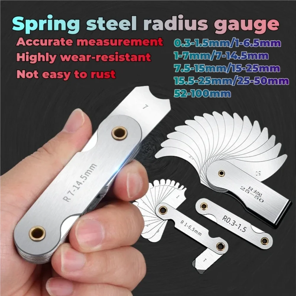 

Stainless steel R Gauge Complete set Rounding measuring instrument High-precision radius gauge R angle radian fillet measuring