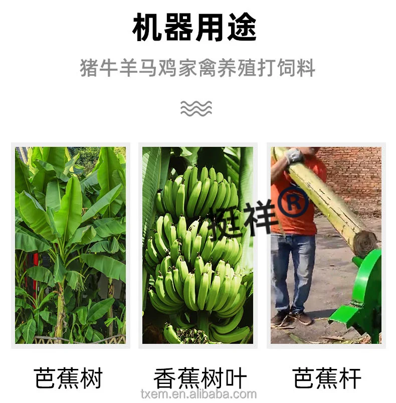 Ting Mini Benzine/Diesel Banaan Boom Hakmachine Feed Grinder Boom Crusher Takken Cutter Bananenbomen Shredder Machine