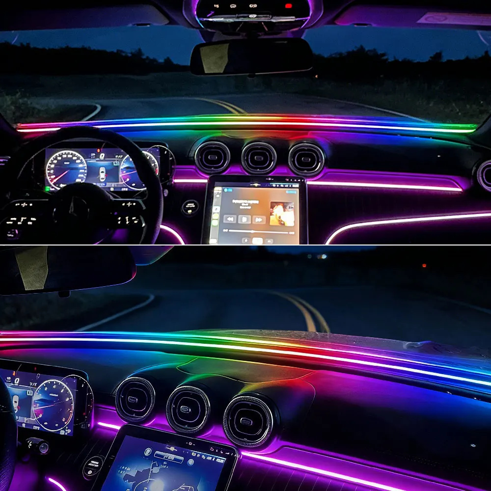 140/150CM Car Interior Symphony Acrylic Ambient Strip Light LED Hidden Front Soundproofing Strip Instrument Panel Decoration view 6
