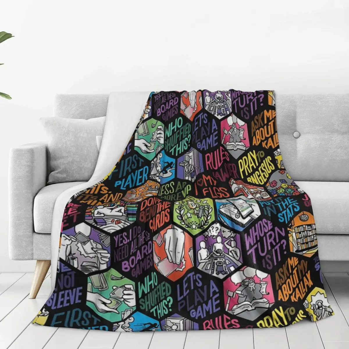 Board Gamer Isms Hex Blankets Flannel Portable Throw Blankets Sofa Throw Blanket For Home Bedroom Office Throws Bedspread Quilt