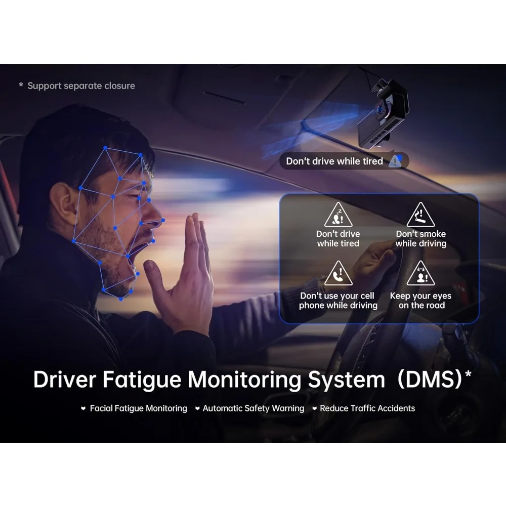 Pelsee 4K 3 Channel Dash Cam Front and Rear Inside, Dash Camera for Cars, 4K+1080P+1080P Dashcam with APP & WiFi, 64GB Card Incl