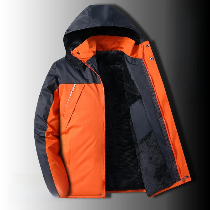 

Thiened Fce Workwear Jaet Men's Outdoor Cotton Clothing Anti-cold Waterproof Wear-resistant Long Sve Coat for Winter