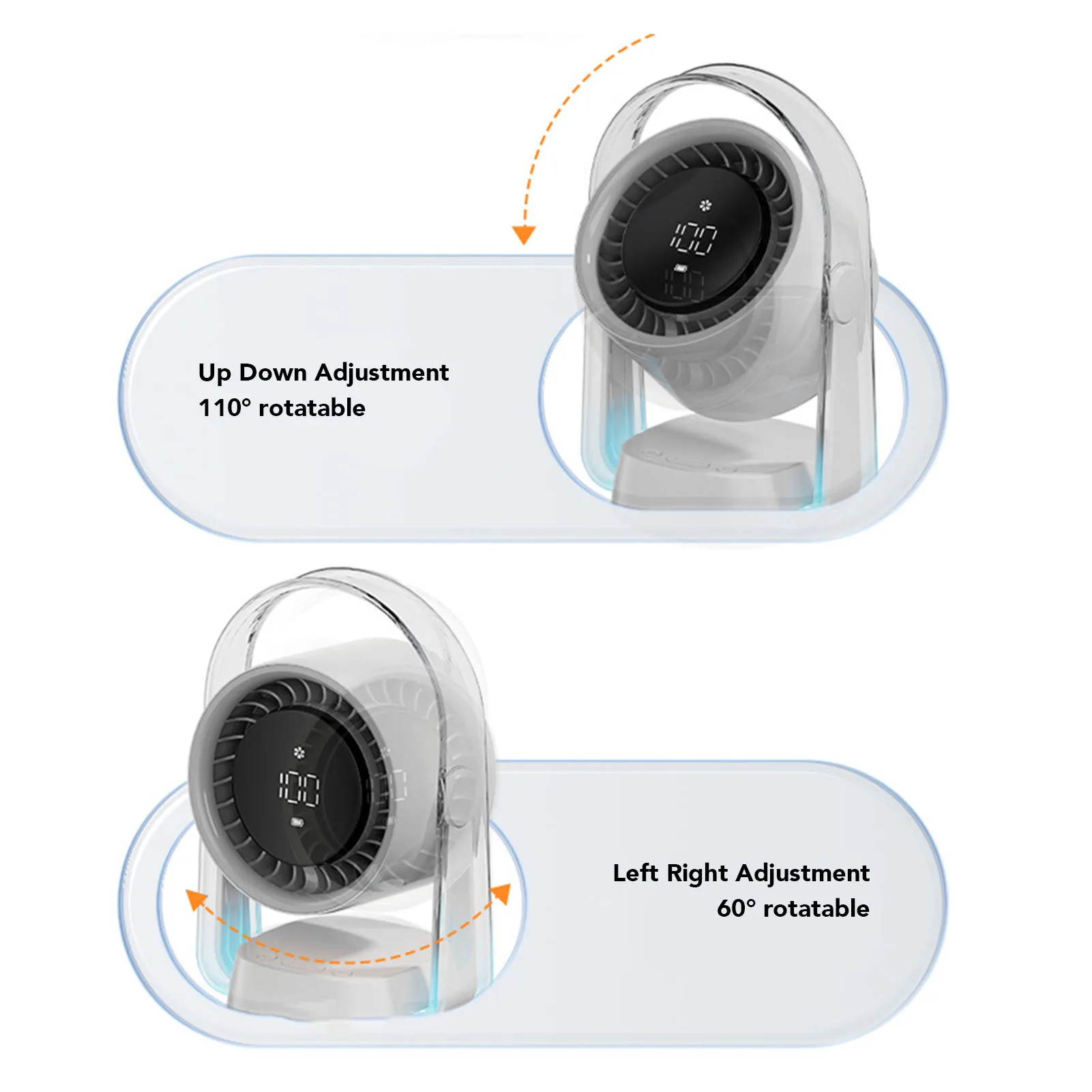 Desktop Oscillating Fan 100 Speeds Quiet Rechargeable Long Battery Life High Speed Desk Air Circulator Fan for Indoor