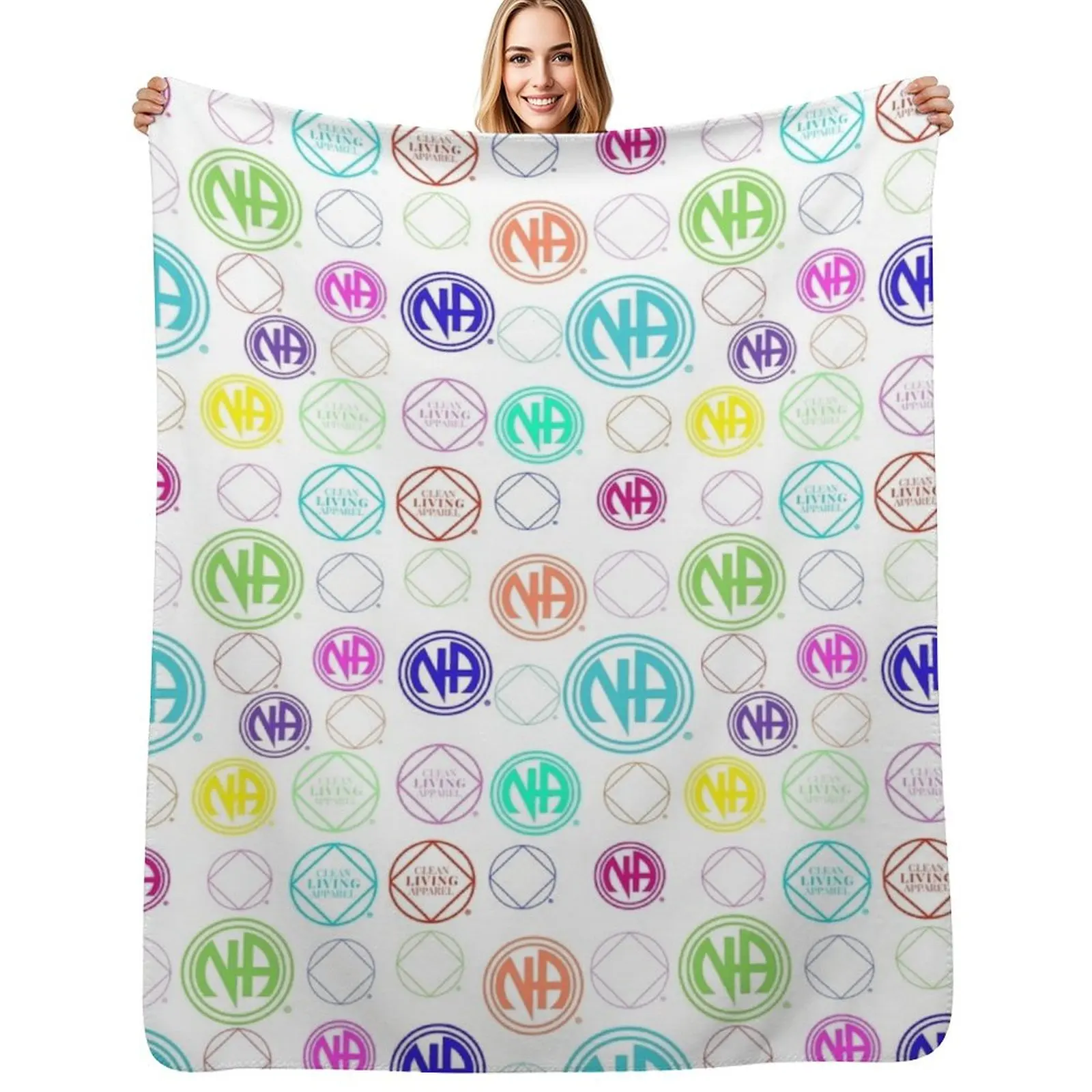 Colorful NA Symbols and Logos Narcotics Anonymous Gift Throw Blanket Nap Fashion Sofas Plaid Blankets