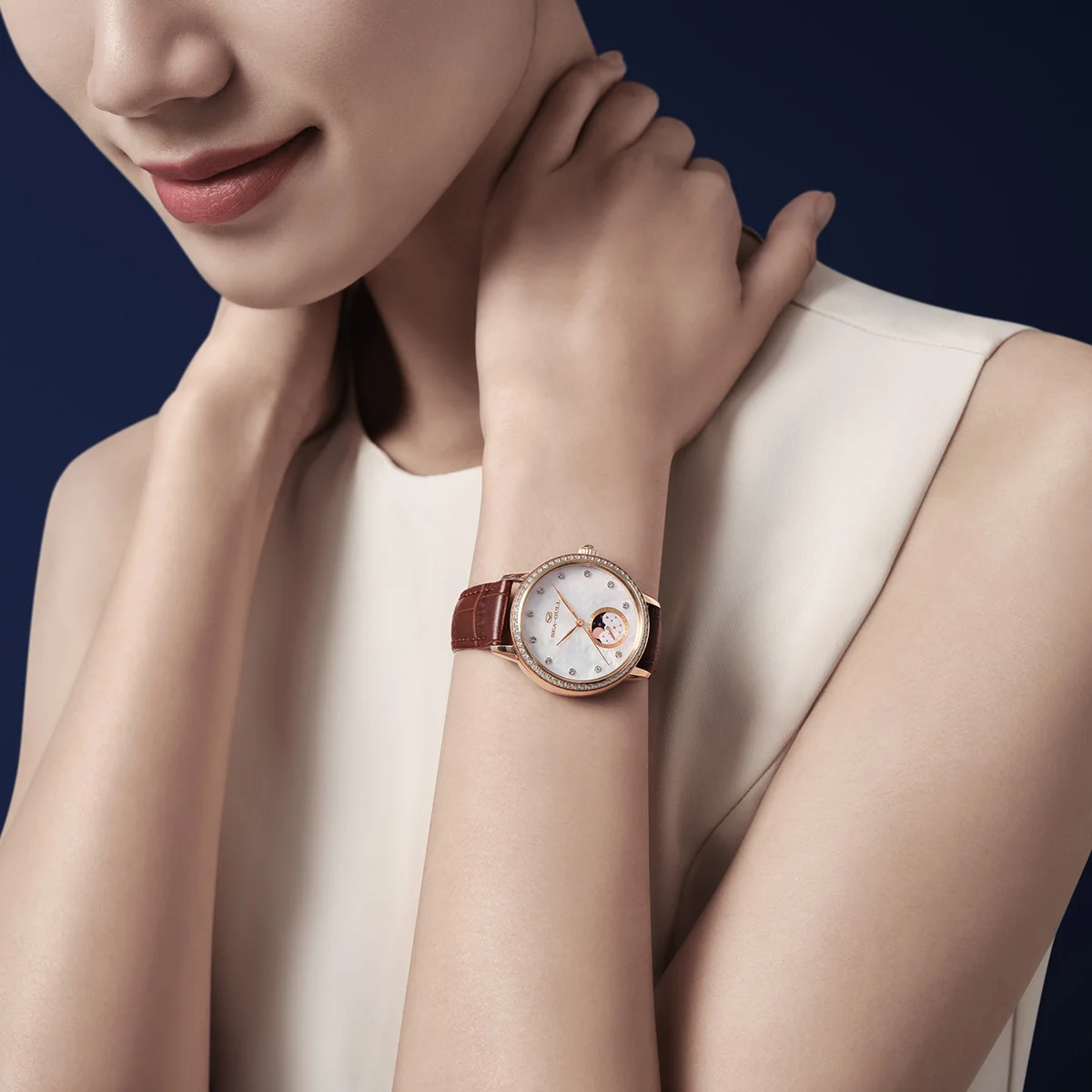 Seagull Women Watch Luxury Diamond Automaic Mechanical Watches Ladies Elegant Skeleton Dress Watch Moon Phase Wristwatch 1136L