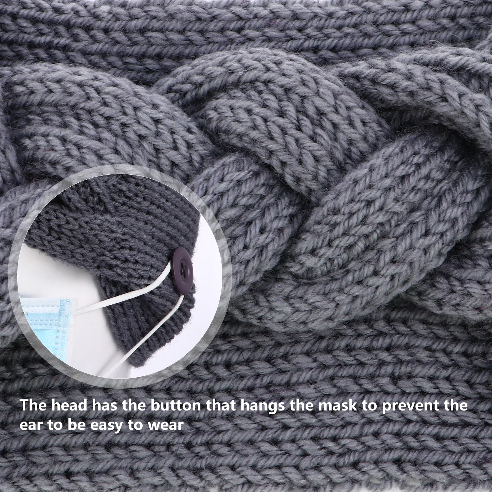 

5pcs Yoga Headb s Knitted Warm Woolen Ear Warmer Cable Crochet Turban Button Sports Mask Fix Accessories Women Gifts