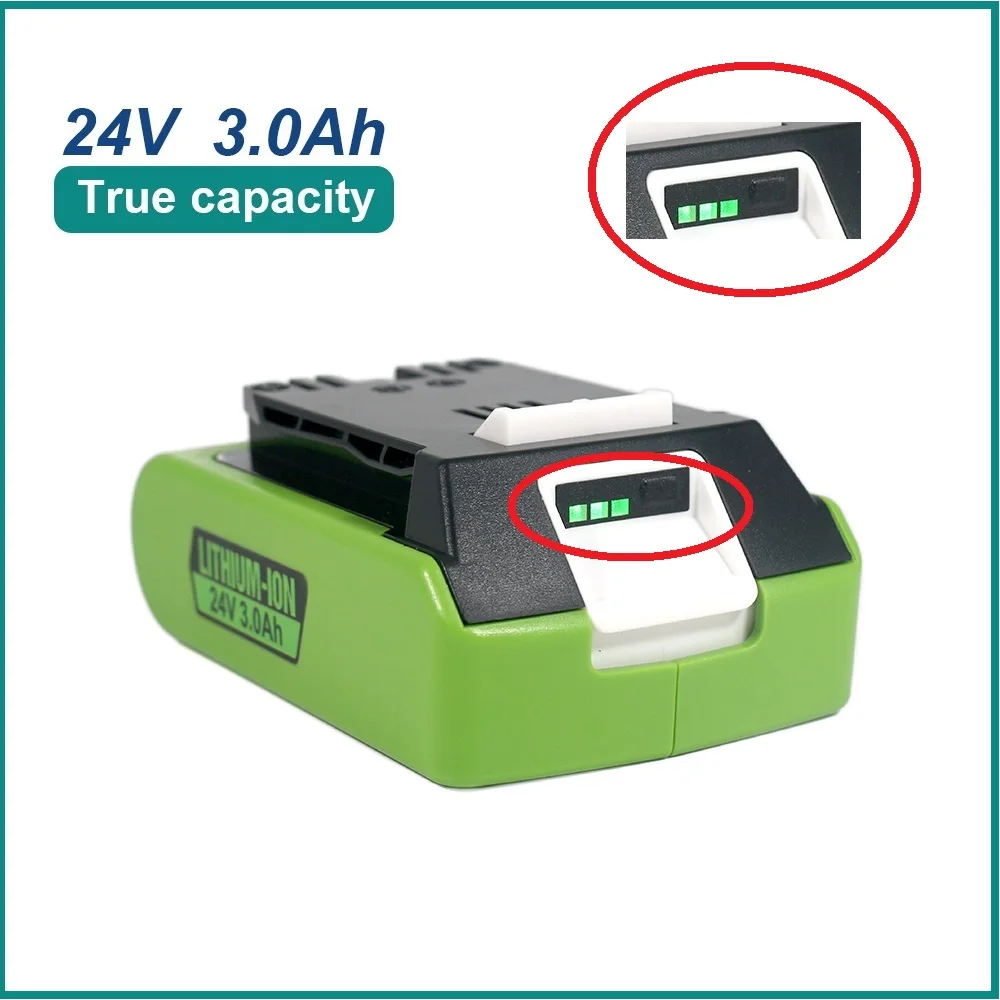 

Литий-ионный аккумулятор для Greenworks 24 В, 1500 мАч, 2500 мАч, 3 Ач для электроинструментов Greenworks, 24 В 29842 29852 29322 20362 MO24B410 MO48L4211