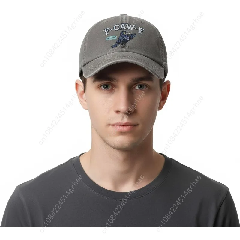 قبعة بيسبول مطرزة من F-CAW-F Serious Crow للرجال والنساء | قبعة أبي قطنية مغسولة عتيقة قابلة للتعديل باللون الرمادي #6