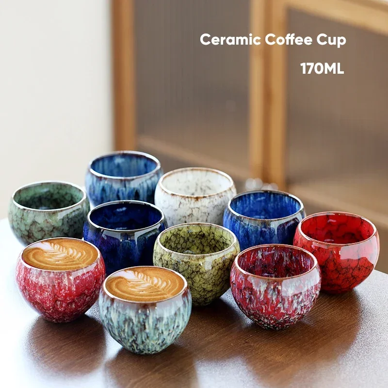 1pcs 170ml Ceramic Coffee Cup Kiln Change China Porcelain Kung Fu Tea Cups Pottery Drinkware Tableware Wholesale Egg Style