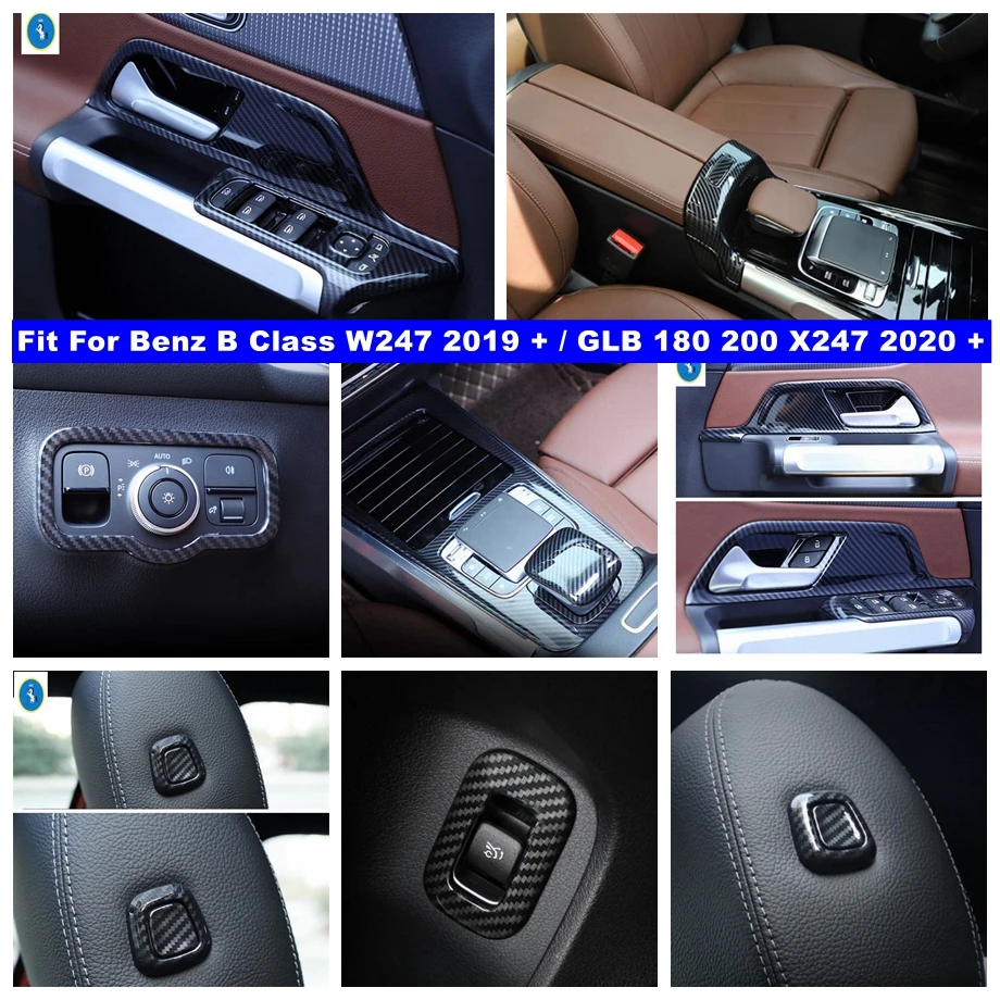 Auto Door Handle Bowl / Window Glass Lift / Head Lights Sticker Accessories Cover Trim For Benz B Class W247 / GLB 180 200 X247