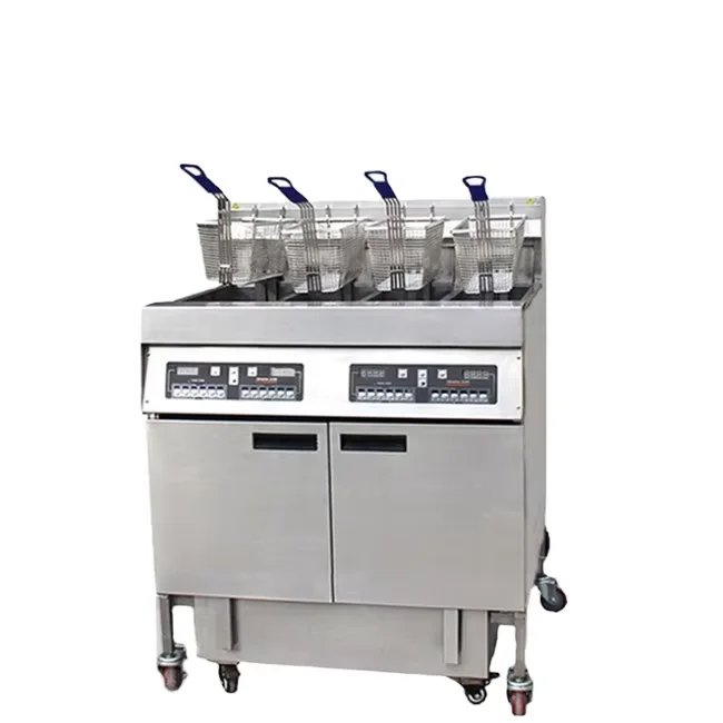 Computer Control Deep Fryer With Built-in Oil Filtration, 56L Spare Parts Electric Silver CE Stainless Steel Provided PLC 2021