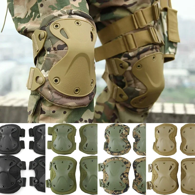 

4Pcs/Set Sports Mountaineering Knee Pads, Men Tactical Kneepad Elbow Knee Pad Military Protector Army Airsoft Outdoor Sport Gear