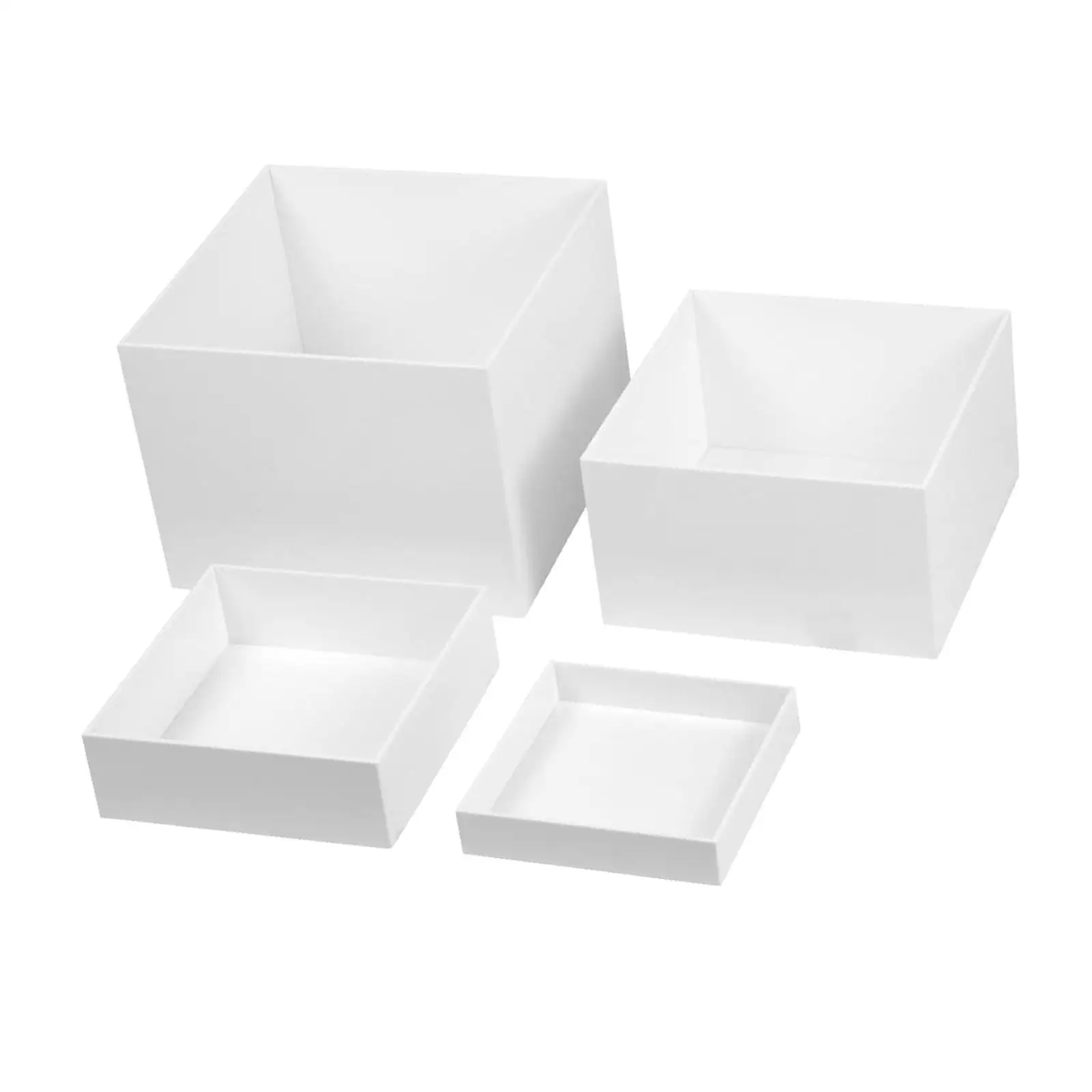 

4 Pieces Buffet Riser Cube Display Nesting Riser White Acrylic Dessert Table Display Set for Cupcake Jewelry Buffet Wedding