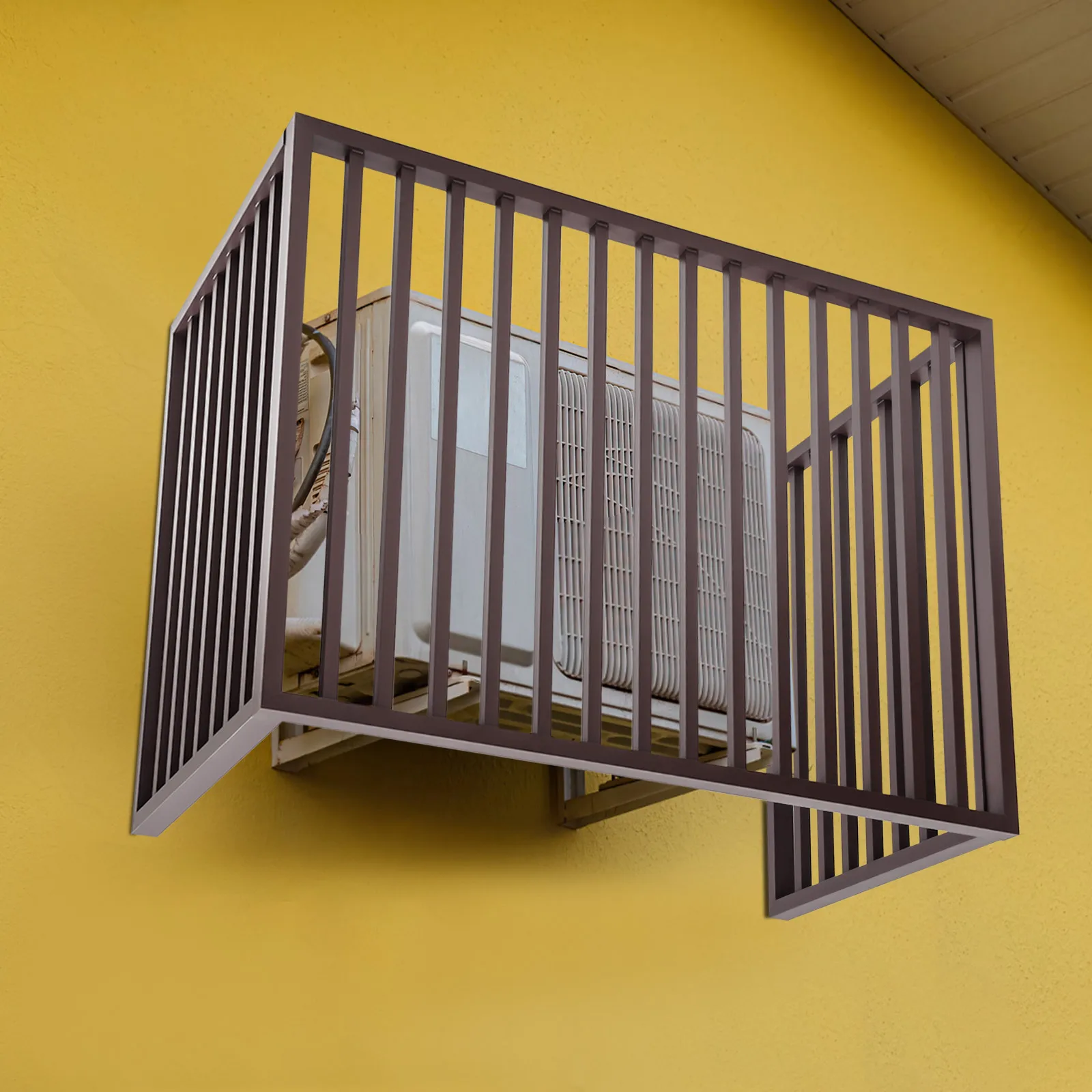 

Защитный экран для наружного блока кондиционера из алюминиевого сплава, прямоугольный, настенный, цвет кофе, для кондиционеров AC Fence