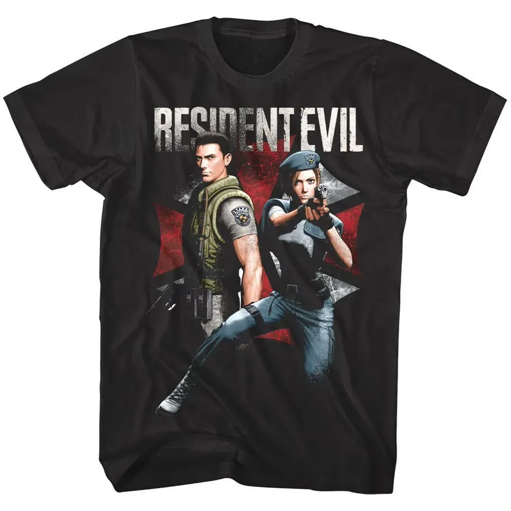 Resident Evil Gas Mask Reflective Blood Graphic T-Shirt Cotton Men Women Streetwear Tee