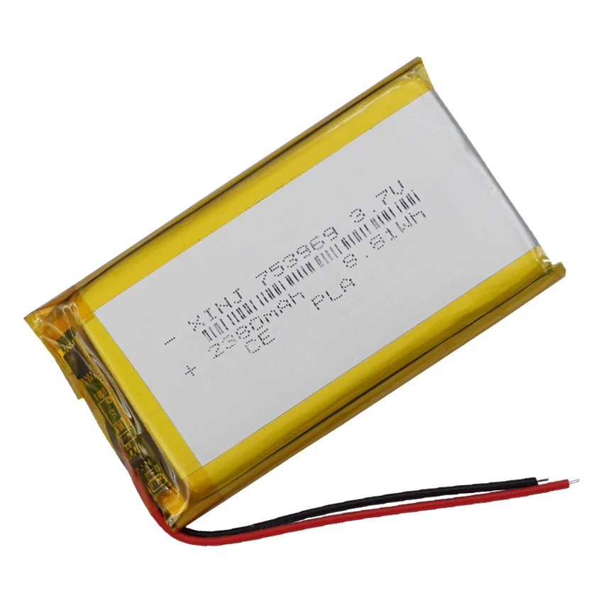 3.7v 2380mah 8.80wh 753969 polímero li lipo bateria recarregável pilha de lítio para dashcam e-book almofada meados portátil dvd tablet pc