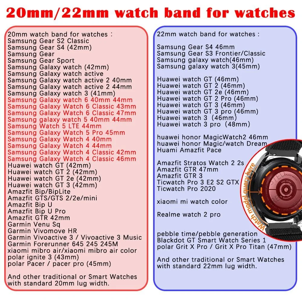 Nylon Loop Band For Samsung Galaxy Watch 6 4 classic/5 Pro/active 2/3/Gear S3 20mm/22mm Bracelet Huawei watch GT 2e 3 pro strap