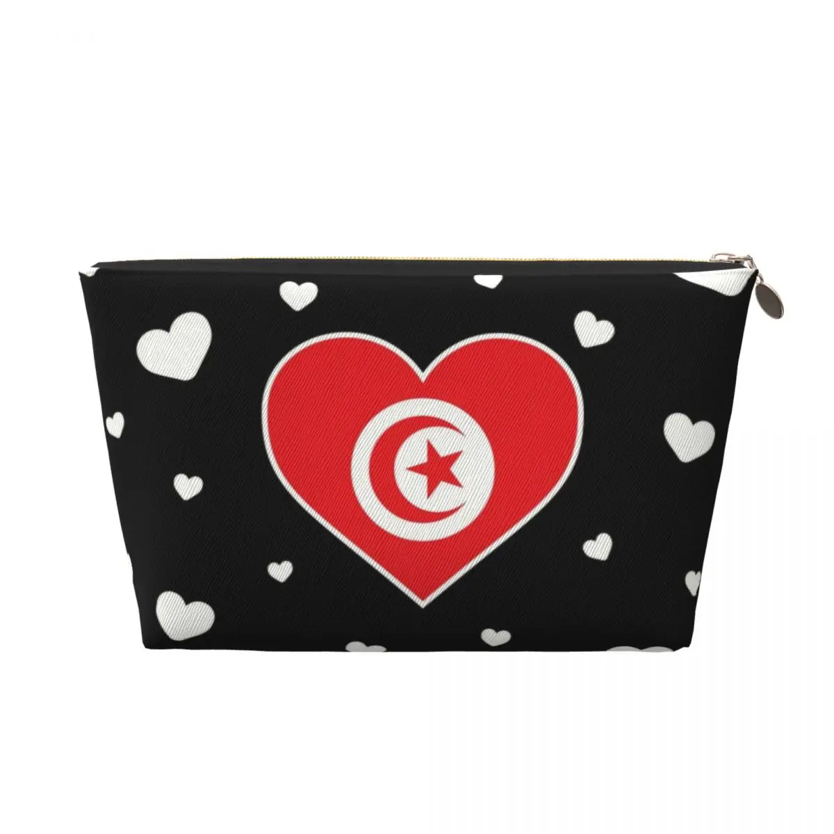 Custom Tunisia Love Flag Heart Designs Travel Cosmetic Bag for Women Toiletry Makeup Organizer Lady Beauty Storage Dopp Kit