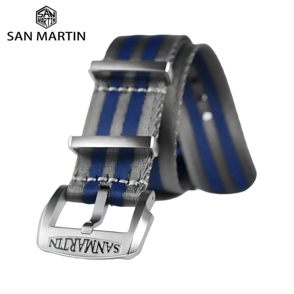 

San Martin 20mm 22mm High Quality Nylon Straps Watch Band Classic Military Replacement Watchband for Men Steel Pin Buckle N113A