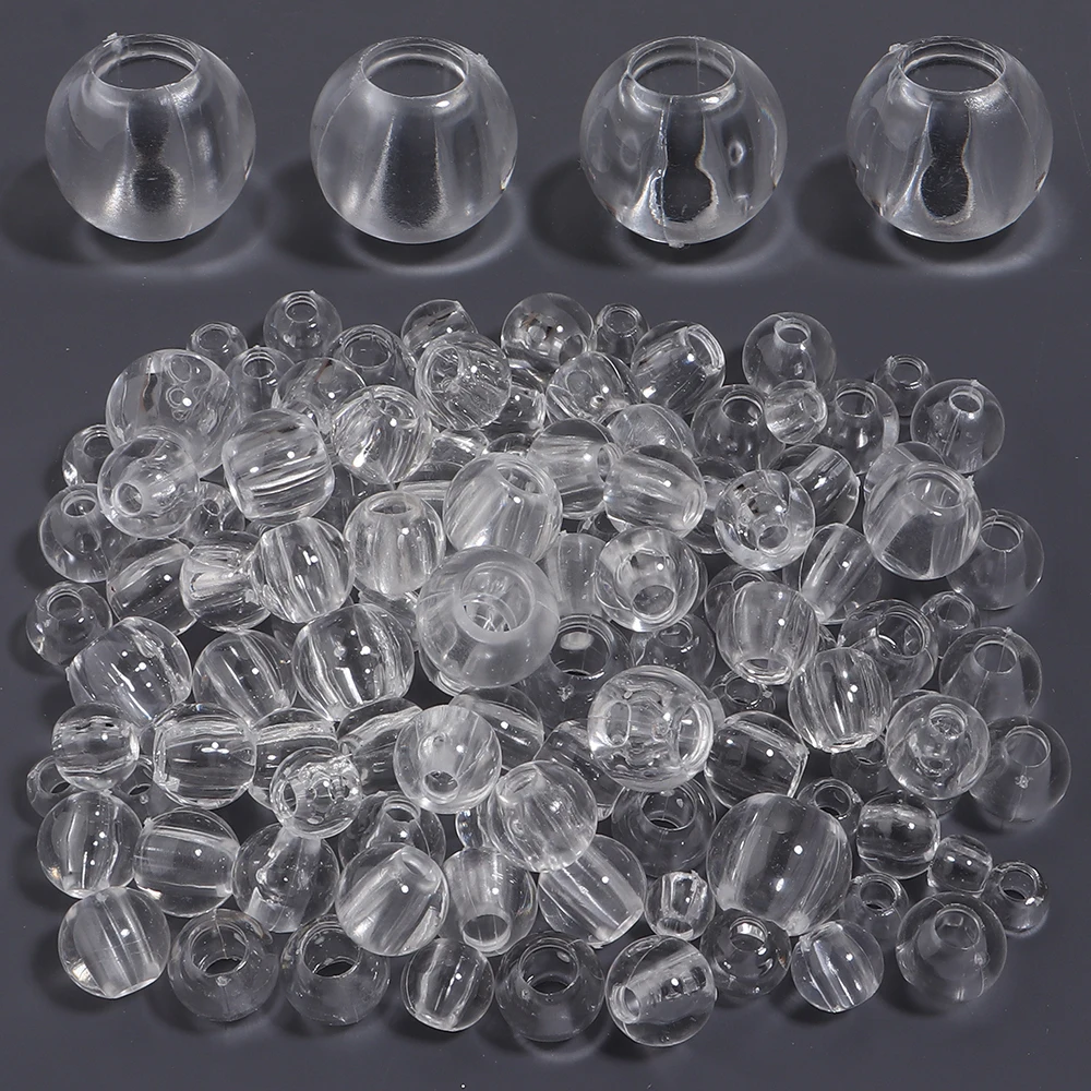 20-200 Stück/Set 8-16mm Transparente Runde Acrylperlen mit Großem Loch Lose Abstandsperlen für Schmuckherstellung DIY Armbänder Zubehör – Detail 3
