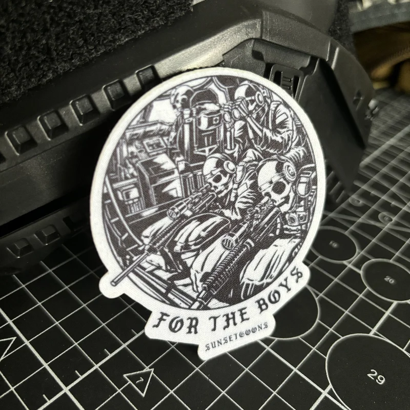 Skeleton Warrior Tactical Patch High Angle Shoot Morale Badge Hook and Loop Printing Patches Military Armband Backpack Sticker