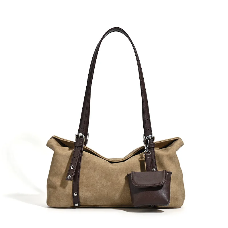 

Женская сумка-подушка из искусственной замши в стиле ретро, большая вместительная сумка на одно плечо для путешествий, осенняя универсальная сумка через плечо