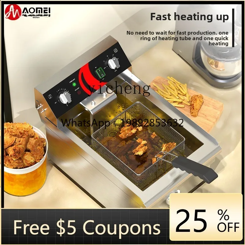 

electric fryer commercial electric fryer single cylinder large capacity thickened timing fryer