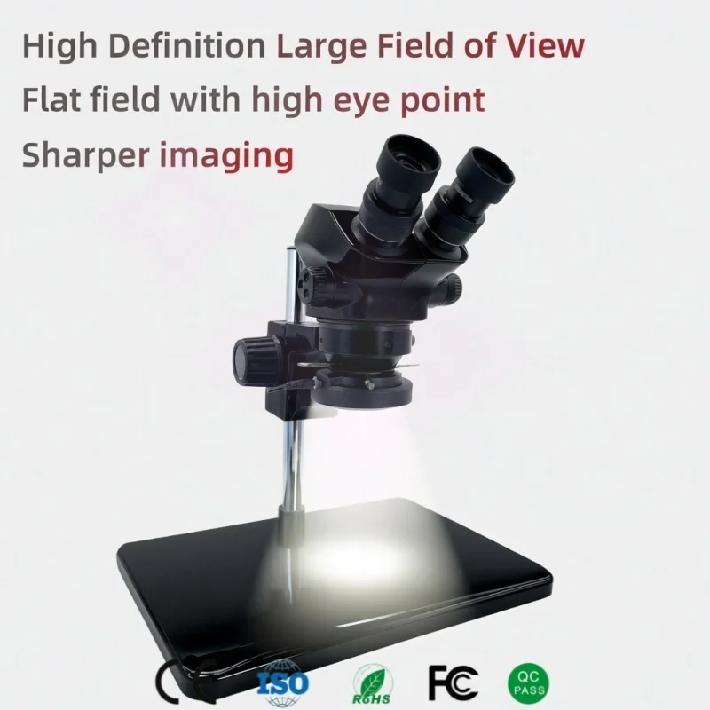 

7-50X Zoom Stereo Microscope WF10X/22mm LED Light 0.7-5X Objector 360° Rotating Head PCB Soldering Jewelry Watch Repair Tool Set