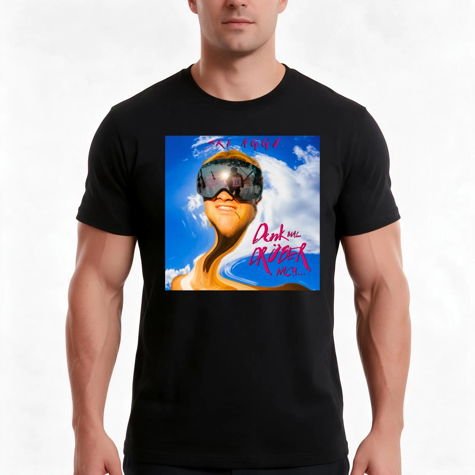 ski aggu denk mal drüber nach T-Shirt Summer Casual Cotton Tee Oversized Streetwear Tops Vintage Graphic Print 100% Cotton
