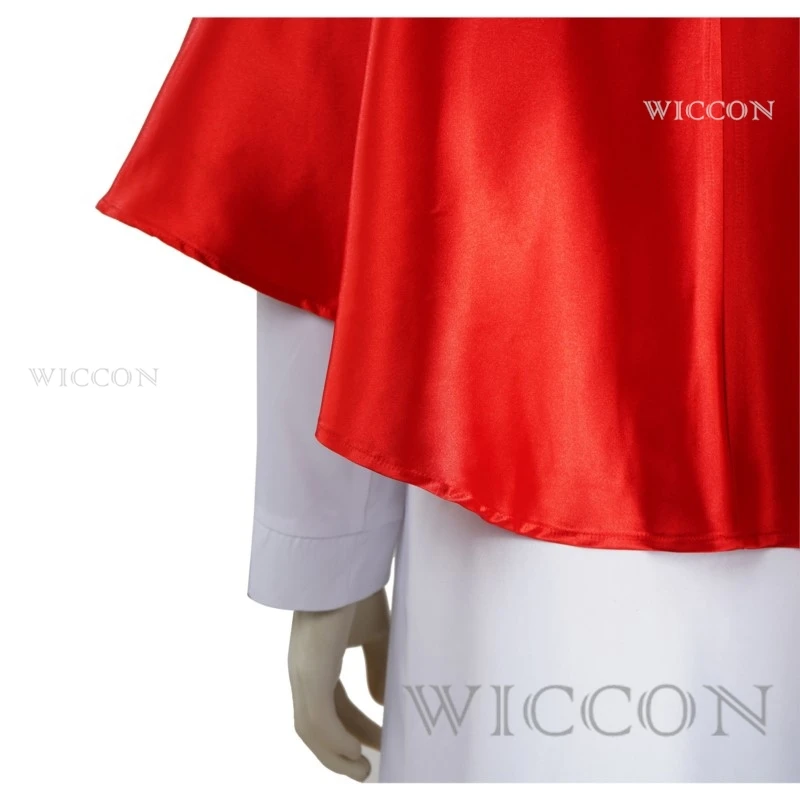 Picture 6: Medieval Priest Robe Cosplay Red Cape Set Halloween Stage Performance Coser Outfit Role Play