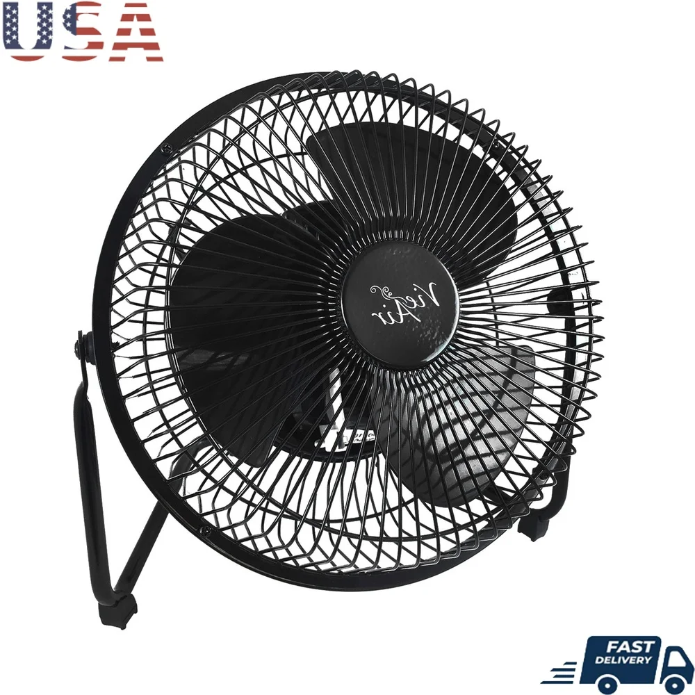 

Высокоскоростной металлический настольный и напольный вентилятор, 8-дюймовый регулируемый наклон, 3 скорости, компактный дизайн, функция безопасности перегрева в помещении