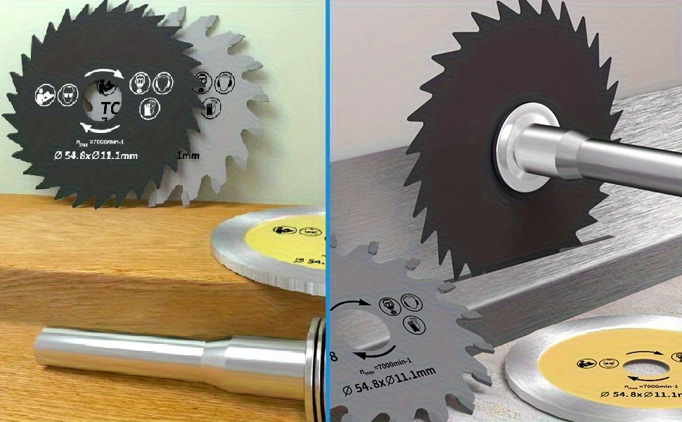 Multifunktions-Kreissägeblatt-Set, Schneidscheiben für Holz, Weichmetall & Ziegel, 6mm Schaft, inkl. Schraubendreher – Detail 5