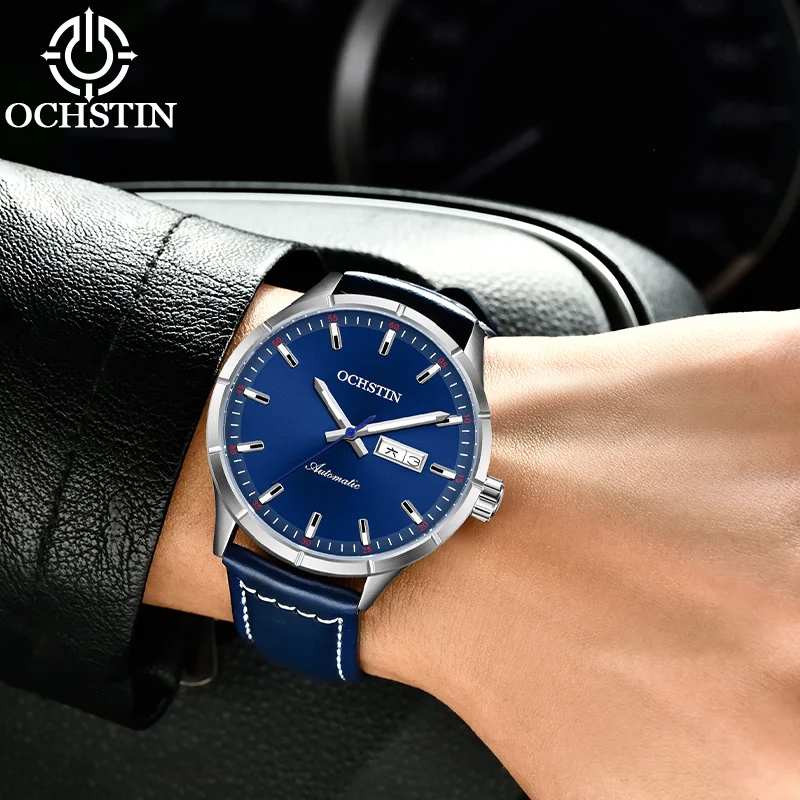 OCHSTIN Man High‑end Daily‑wear Wristwatch Men's Automatic Mechanical Movement Genuine Leather Bracelet Waterproof Clock