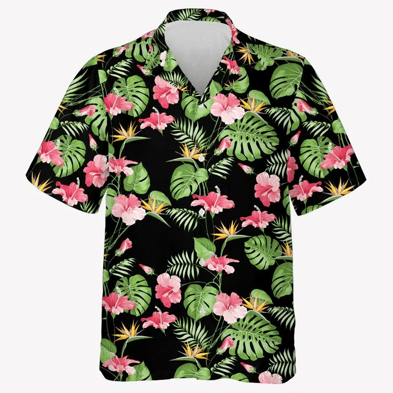 Fashion Flower 3D Printed Shirts Summer Casual High Quality Hawaiian Shirts For Men Streetwear Button Short Sleeve Tops Tee