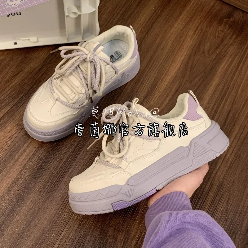 Purple Platform Sports Shoes White Sneakers Women Casual Vintage Vulcanize Kawaii Korean Fashion Lolita Tennis Female