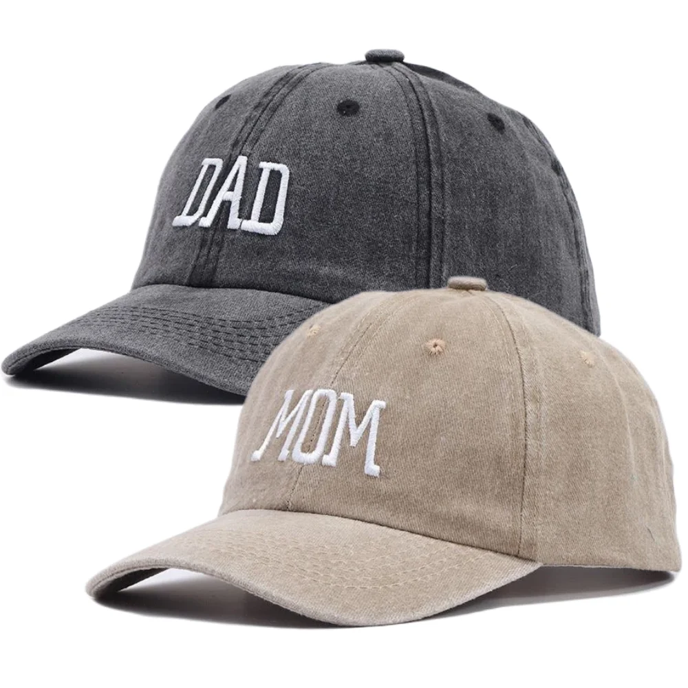 Hot Sale Unisex Washed Cotton Cap DAD MOM Embroidery Baseball Cap Outdoor Couple Chic Dad Hats