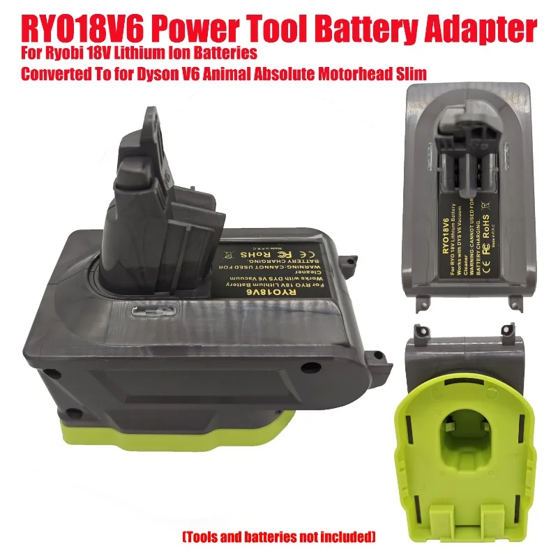 

RYO18V6 Power Tool Battery Adapter for Ryobi 18V Lithium Ion Batteries Converted To for Dyson V6 Animal Absolute Motorhead Slim